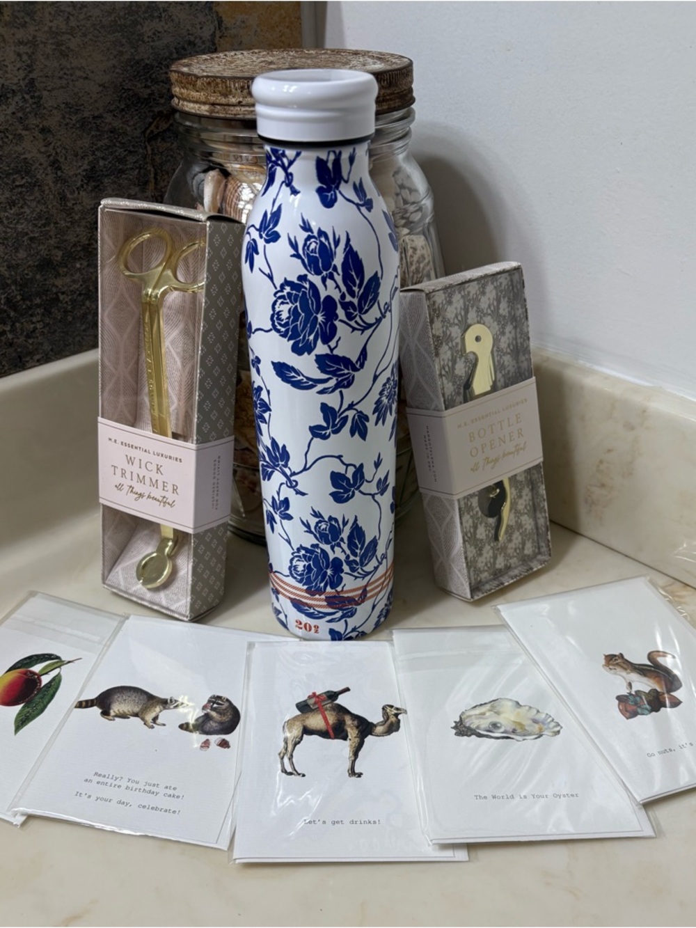 Lot of 8 Margot Elena- Greeting Cards, Wick Trimmer, Bottle Opener, Water Bottle